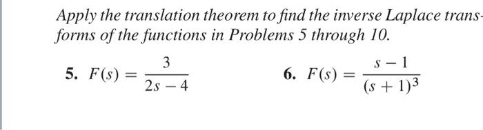 Solved Apply the translation theorem to find the inverse | Chegg.com