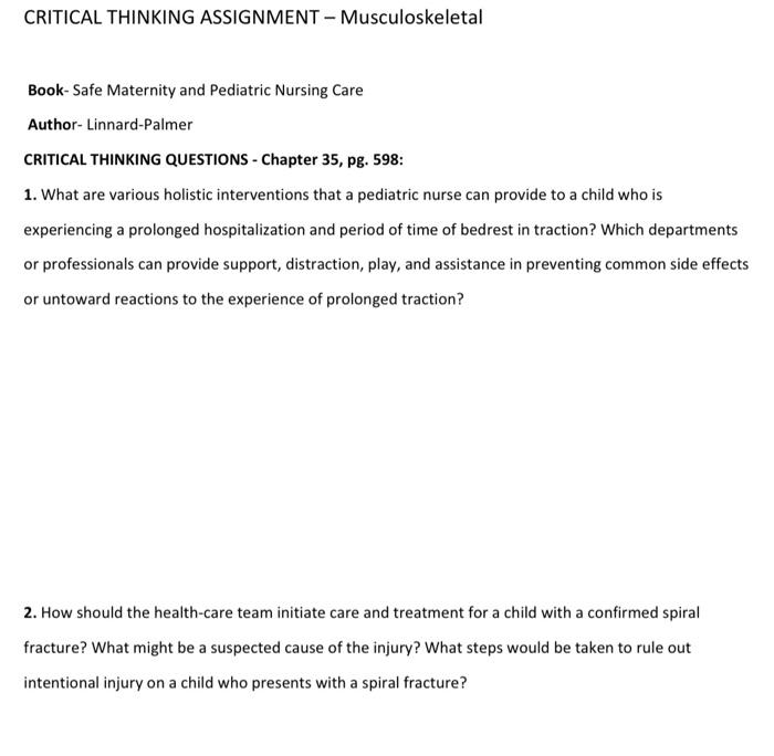 critical thinking assignment nursing