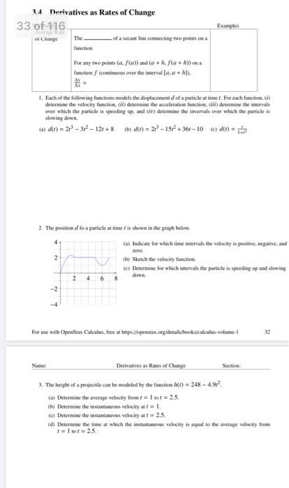Solved Examples 3.4 Derivatives as Rates of Change 33 of 116 | Chegg.com