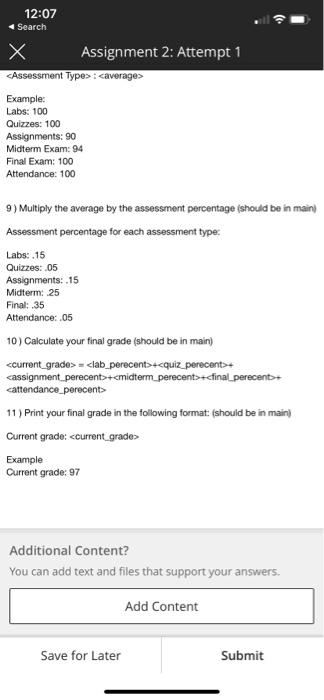 Example: Labs: 100 Quizzes: 100 Assignments: 90 | Chegg.com