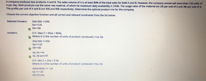 Solved A Company Produces Two Products, A And B. The Sales | Chegg.com