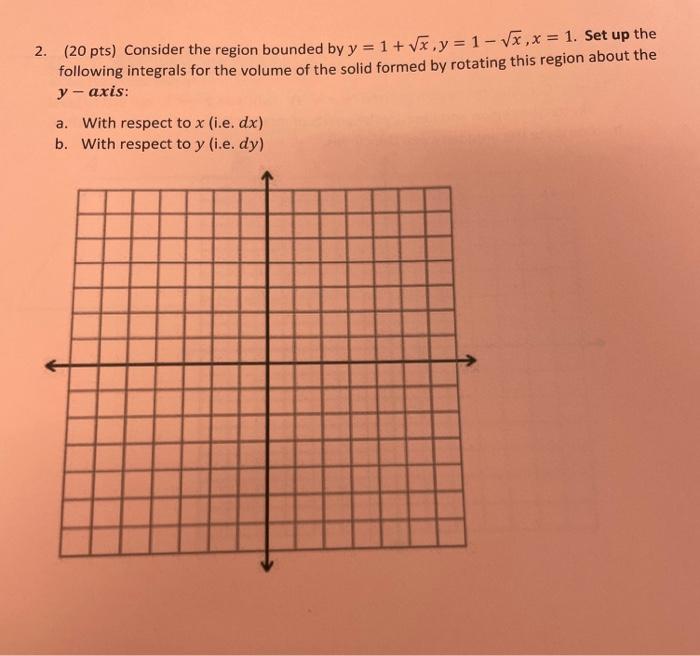 Solved 2. (20 pts) Consider the region bounded by | Chegg.com