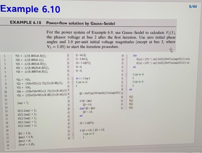 Example 6.10 EXAMPLE 6.10 Power-flow solution by | Chegg.com