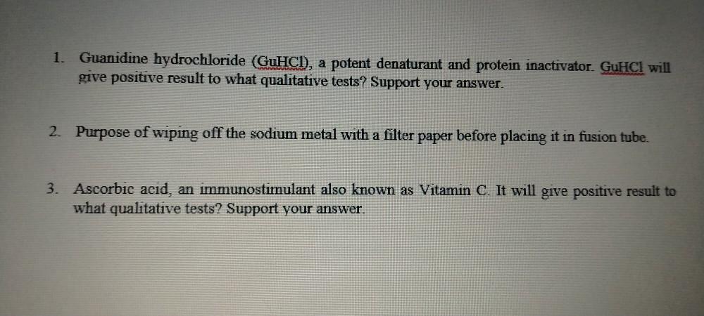 Solved 1 Guanidine Hydrochloride Guhci A Potent Chegg Com