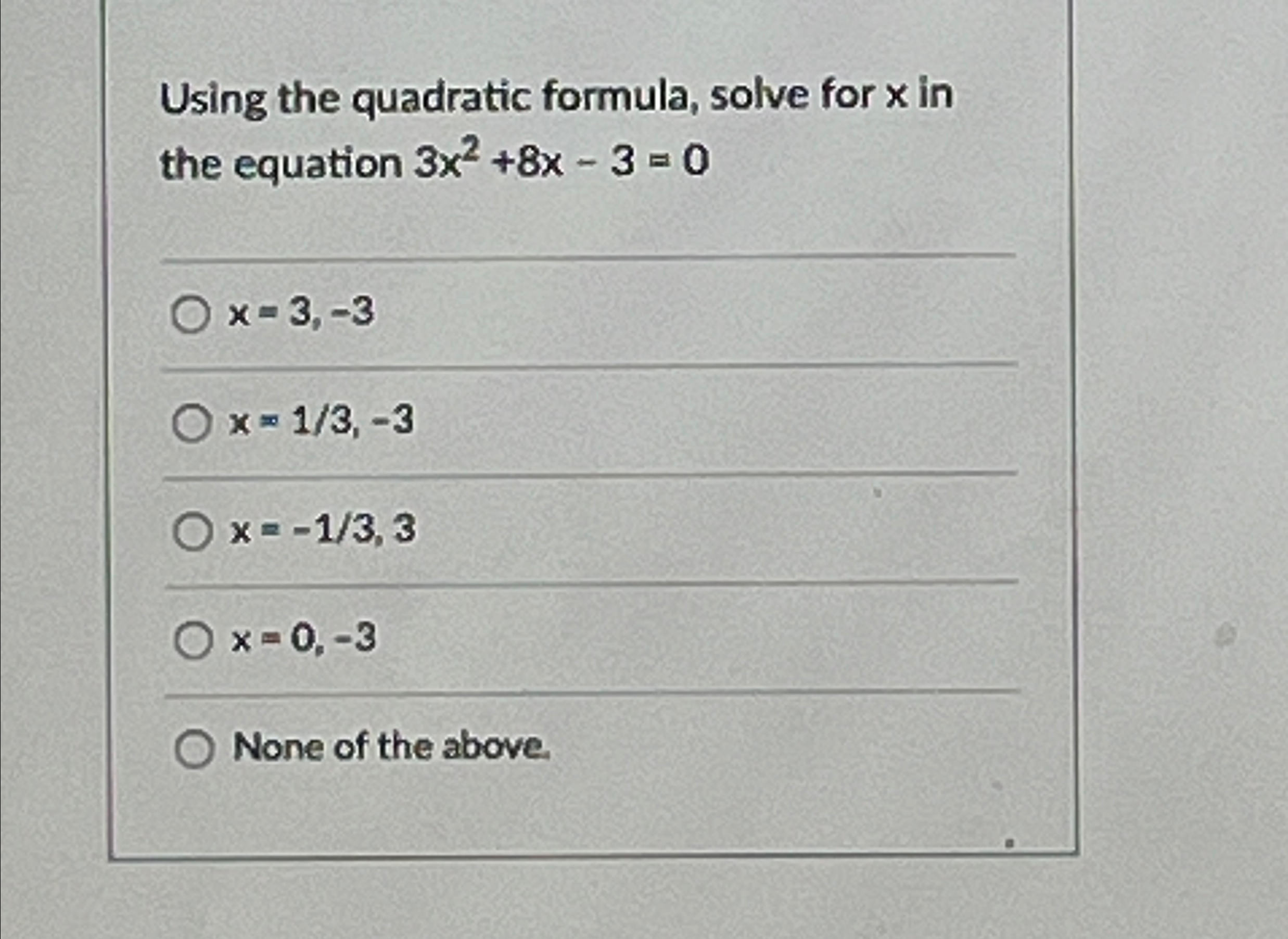 solve the quadratic equation x square 3 x 3 0