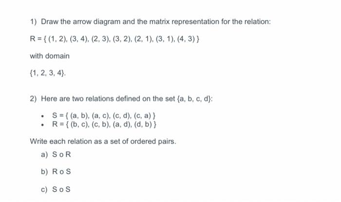 Solved 1) Draw the arrow diagram and the matrix | Chegg.com