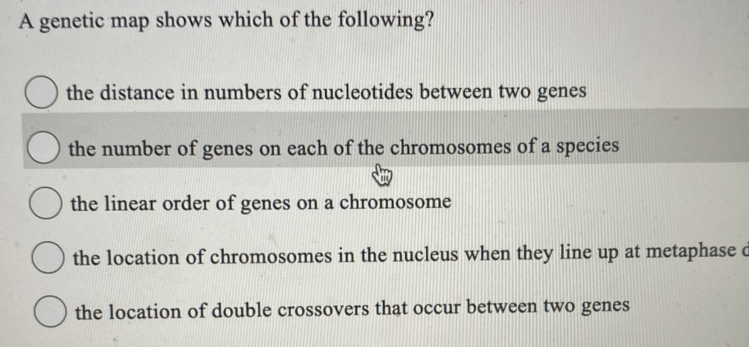 High Quality SOLUTION A genetic map shows which of the following?the ...