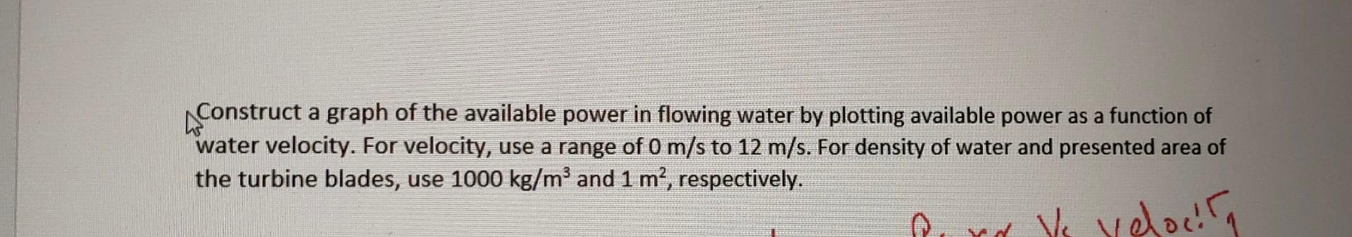 Solved Construct a graph of the available power in flowing | Chegg.com