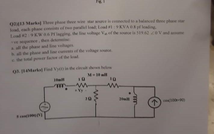 Solved 02)13 Marks Three phase three wire stor source is | Chegg.com
