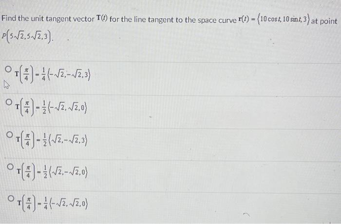 Solved Find the unit tangent vector T(t) for the line | Chegg.com