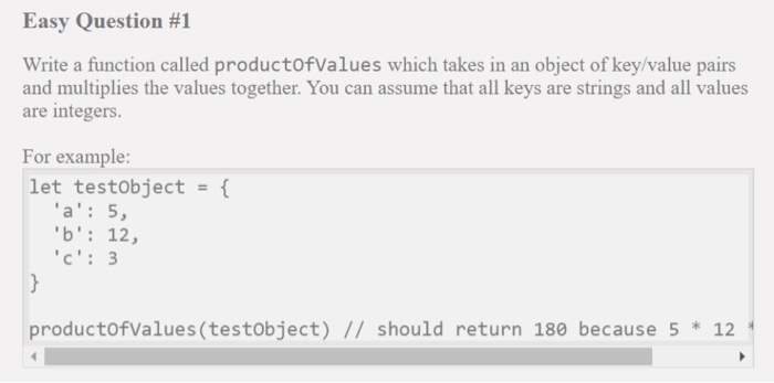 Solved Write a function called productOfValues which takes | Chegg.com