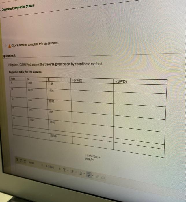 Solved Question Completion Status: Click Submit to complete | Chegg.com