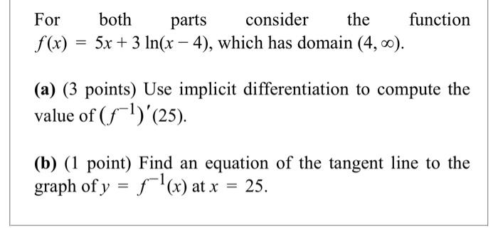 Solved For Both Parts Consider The Function