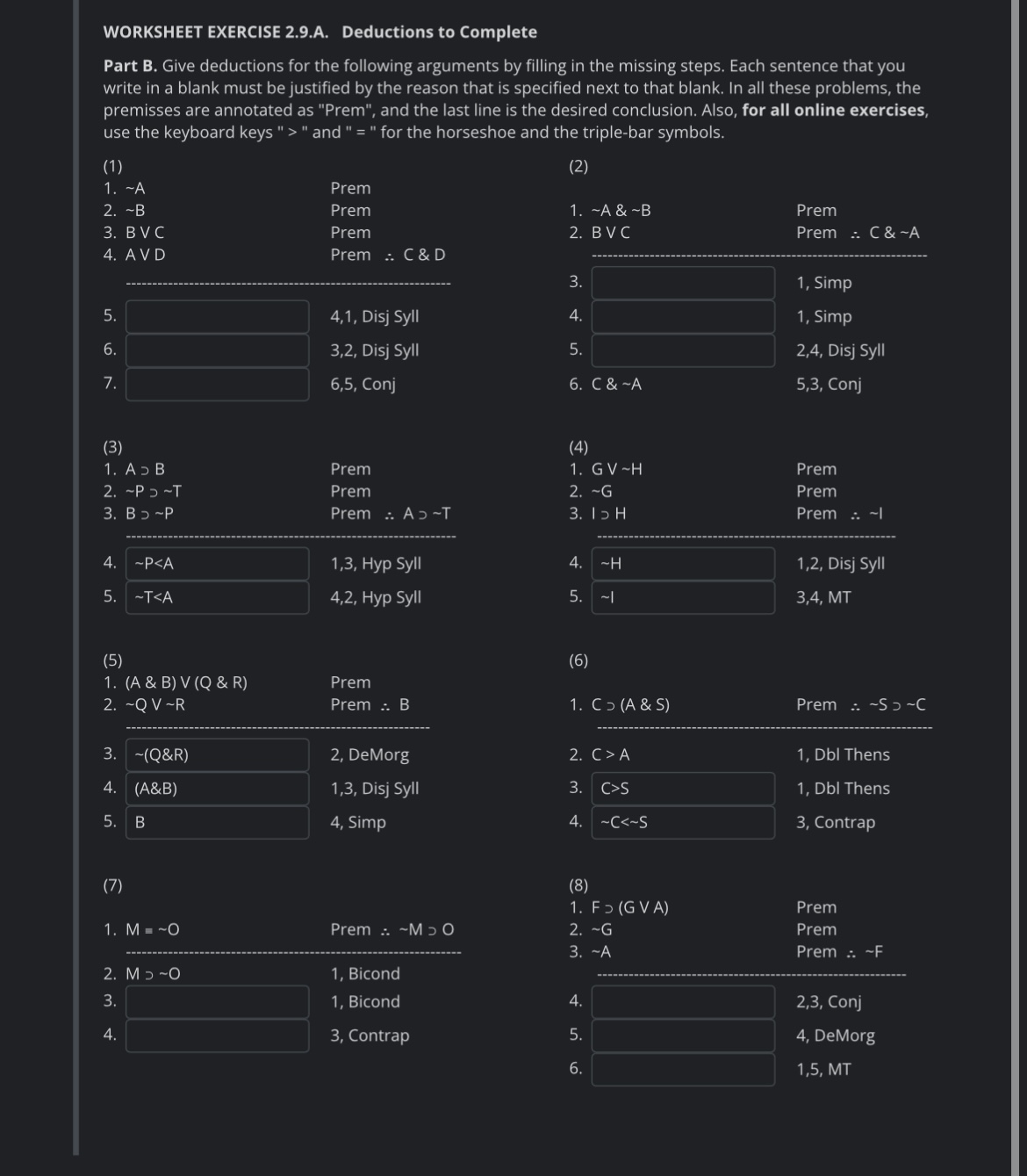 Solved WORKSHEET EXERCISE 2.9.A. ﻿Deductions to CompletePart | Chegg.com