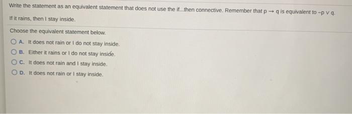 Solved Write the statement as an equivalent statement that | Chegg.com