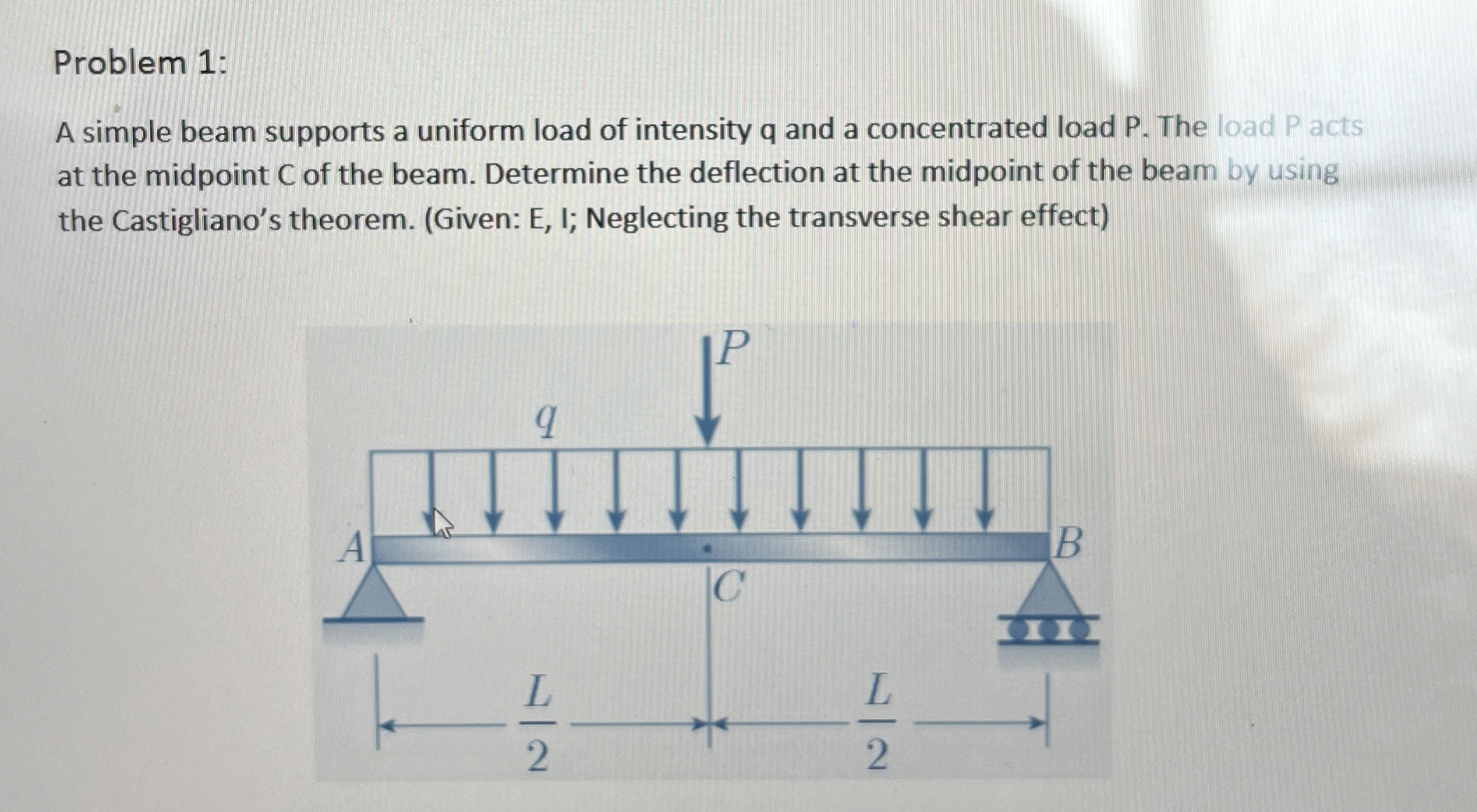 Solved Problem 1:A simple beam supports a uniform load of | Chegg.com