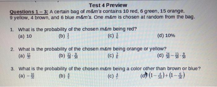 Solved 1. What is the probability that a red M & M is