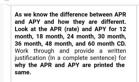 Solved As we know the difference between APR and APY and how | Chegg.com