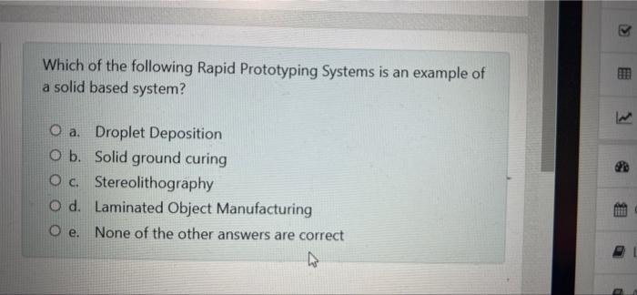 Solved Which of the following Rapid Prototyping Systems is | Chegg.com