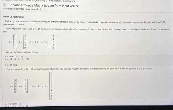 Matrix Concatenation Is The Process Of Joining One Or | Chegg.com