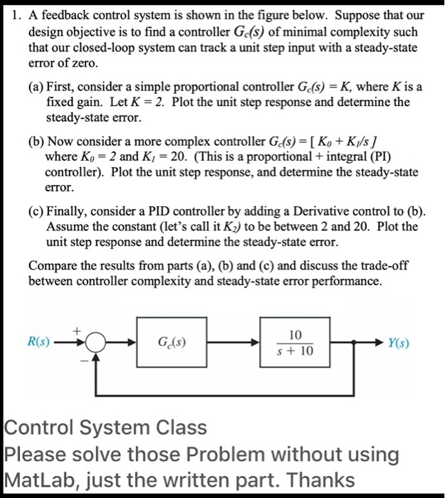 Solved 1. A Feedback Control System Is Shown In The Figure | Chegg.com