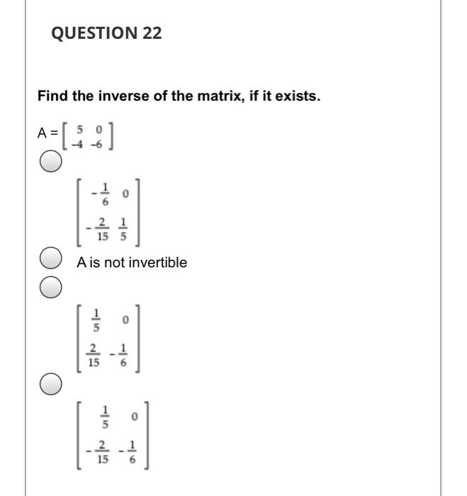 Solved Find the inverse of the matrix, if it exists. | Chegg.com