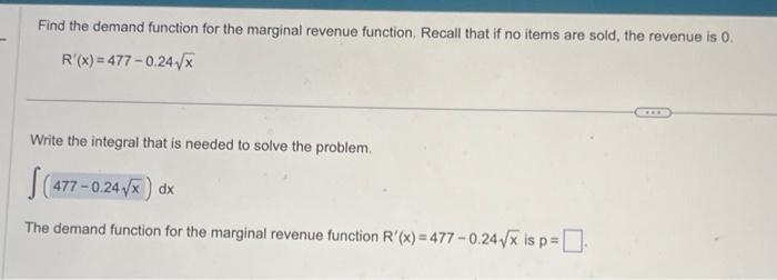 Solved Find the demand function for the marginal revenue | Chegg.com