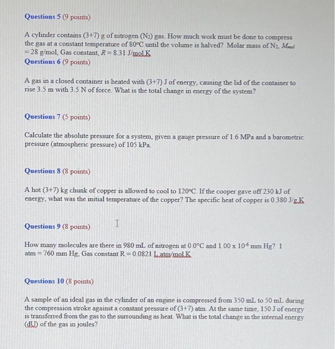 Solved Questions 3 (15 Points) An Ideal Gas Undergoes A | Chegg.com