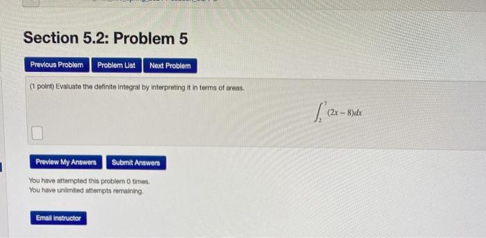 Solved Section 5.2: Problem 1 Previous Problem Problem List | Chegg.com