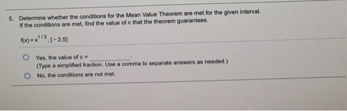 Solved 5. Determine whether the conditions for the Mean | Chegg.com
