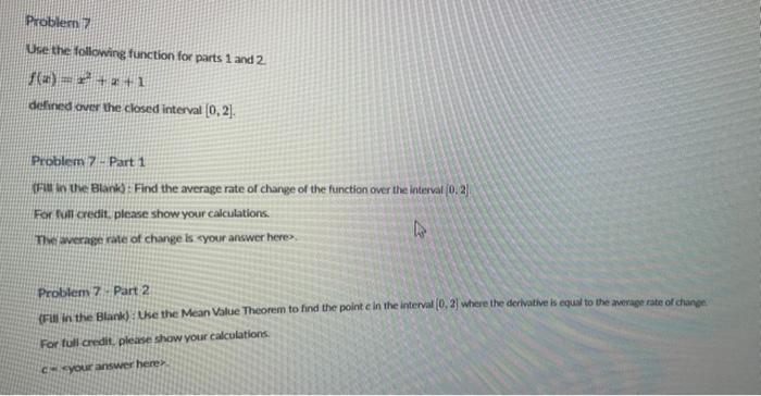 Solved Use the following function for parts 1 and 2 | Chegg.com