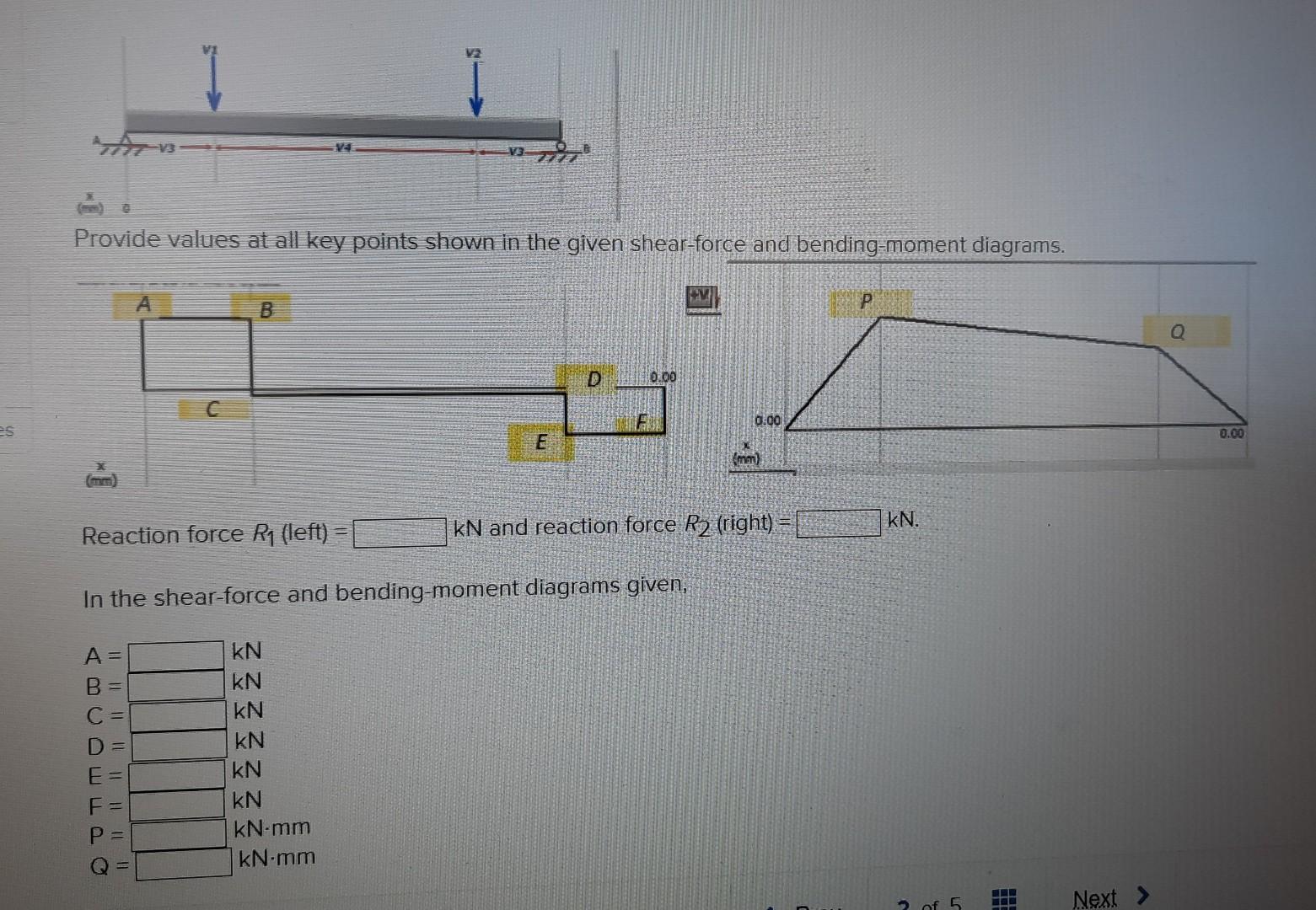 Solved Provide values at all key points shown in the given | Chegg.com