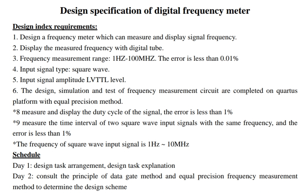 Frequency Measurement Methods Solved Design specification of digital frequency meterDesign | Chegg.com