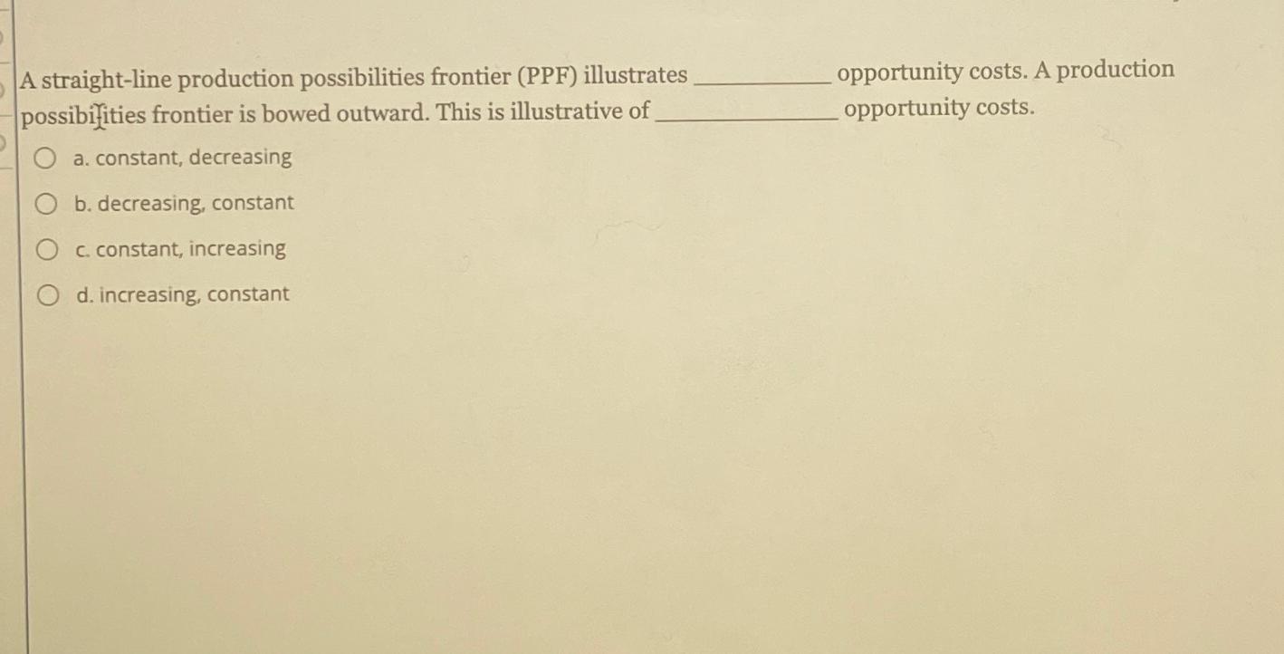 production possibilities frontier straight line