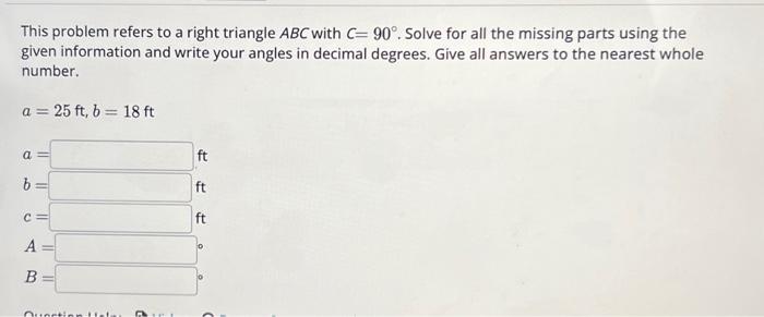 Solved This problem refers to a right triangle ABC with | Chegg.com