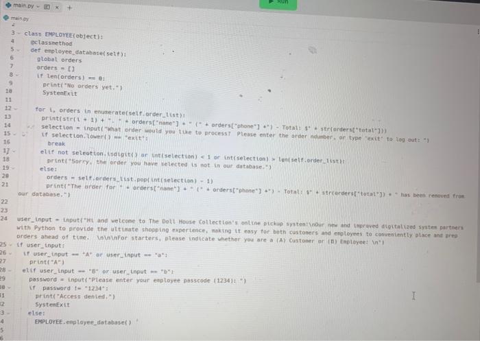 Solved PYTHON- Hi! the following is a sample from a code | Chegg.com