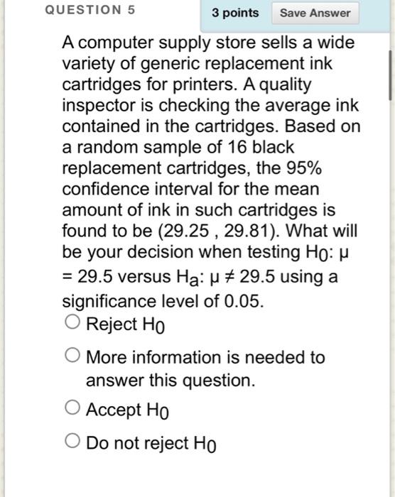 Solved QUESTION 5 3 points Save Answer A computer supply | Chegg.com