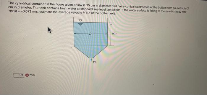 Solved The cylindrical container in the figure given below | Chegg.com