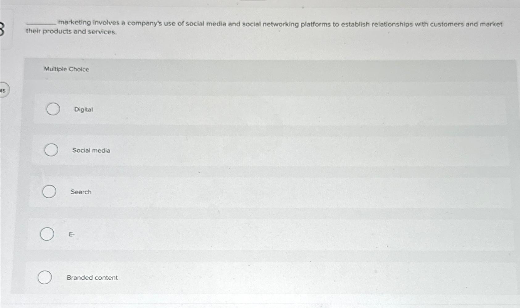 Solved marketing involves a company's use of social media | Chegg.com
