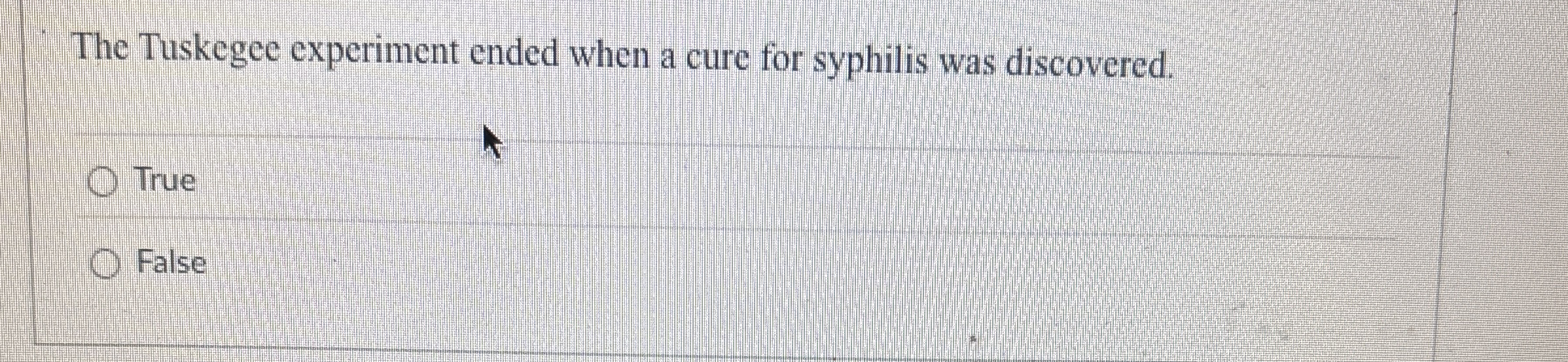 Solved The Tuskegee experiment ended when a cure for | Chegg.com