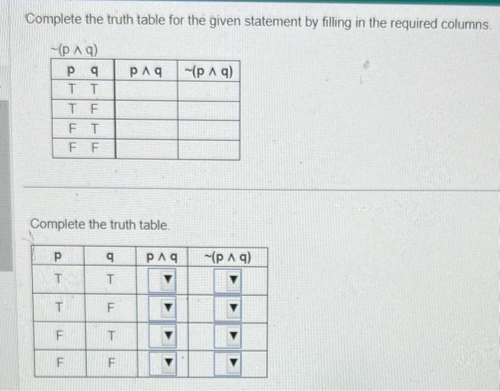 Solved Complete the truth table for the given statement by | Chegg.com