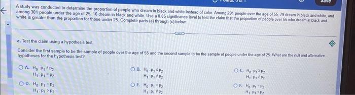 Solved A study was conducted to determine the proportion of | Chegg.com