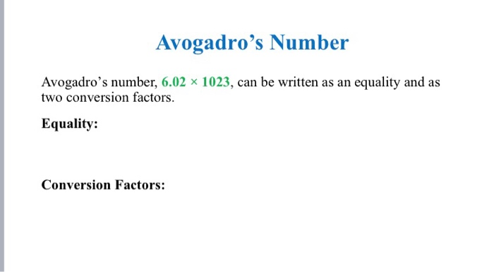 Solved: Example Avogadro's Number Is Used To Convert Moles... | Chegg.com