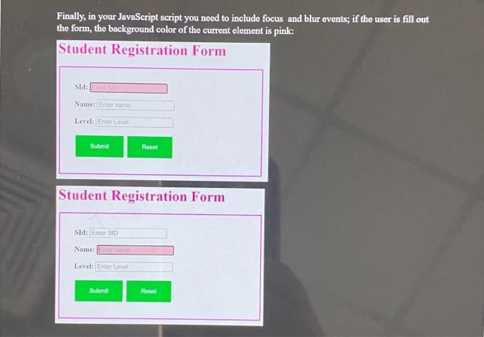 Solved Student Registration Form SId: Name: Level: To solve | Chegg.com