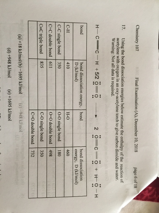 Solved: Chemistry 107 S10 Final Examination (A), December | Chegg.com Solved: Chemistry 107 S10 Final Examination (A), December | Chegg.com