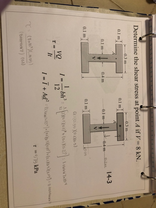 Solved Determine the shear stress at point A if V = 8 kN. | Chegg.com