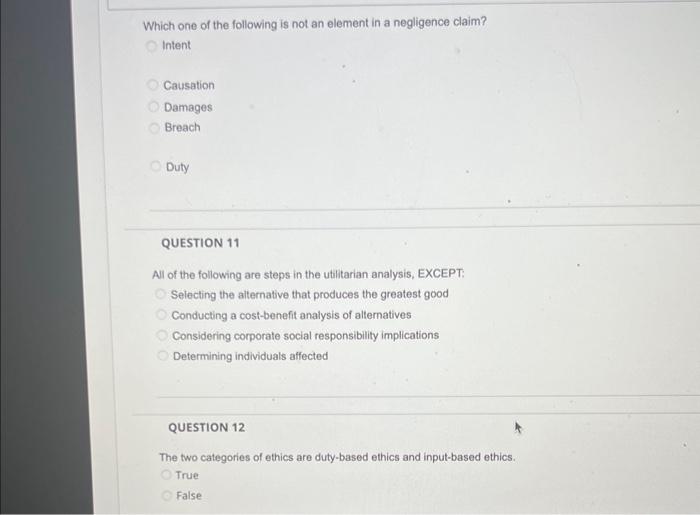 Which one of the following is not an element in a | Chegg.com