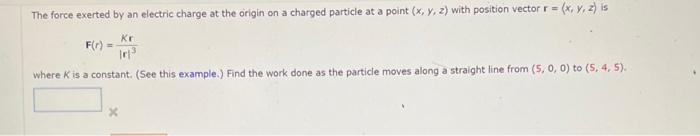 Solved The force exerted by an electric charge at the origin | Chegg.com