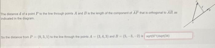 Solved The distance d of a point P to the line through | Chegg.com