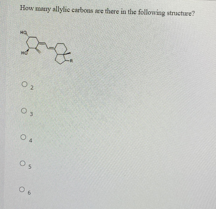 Solved How many allylic carbons are there in the following | Chegg.com